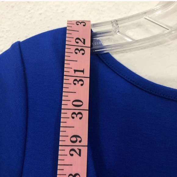 NWT  Royal Blue Fit & Flare Pleated Short Sleeve Ponte Dress Size M - Picture 10 of 13